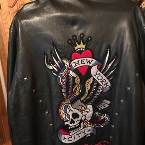 Ed Hardy men’s leather jacket